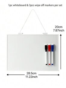 1pc A4 Size Dry Erase Board With String For Wall Small Dry Erase Whiteboard Hanging Whiteboard With 3pcs Magnetic Wipe Off Markers Pens For Kids Erasable Message Writing Drawing School & Home Supplies Back To School