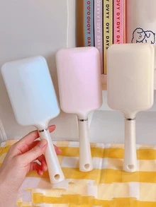 1入隨機方形美人魚奶油色氣墊梳可愛高品質大板梳氣墊梳抗靜電按摩梳女士專用長髮家庭肋骨梳便攜式拉直梳