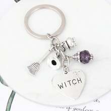 1入組y2k巫師掃帚鑰匙扣金屬鑰匙扣錢包背包汽車鑰匙吊飾cos派對禮物,生日禮物鑰匙扣 - 銀色 - 查看 2