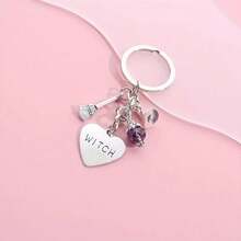 1入組y2k巫師掃帚鑰匙扣金屬鑰匙扣錢包背包汽車鑰匙吊飾cos派對禮物,生日禮物鑰匙扣 - 銀色 - 查看 3