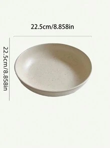 1pc Round Beige Splash Ink Salad Plate, Ink Dot Soup Bowl, Noodle Bowl, Salad Bowl, Cake Plate, Western Plate, Vintage Style Tableware, Suitable For Home Living, Restaurant, Gift For Friends,School Supplies