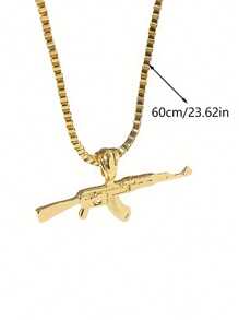 1個銀色男士時尚幾何吊墜項鍊 - 復古銀色 - 查看 5