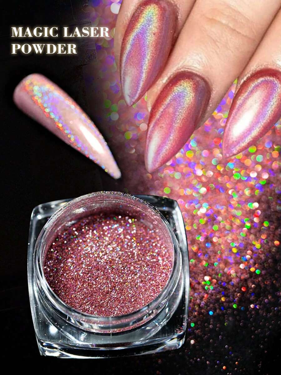 12 Colores De Polvo De Uñas Con Efecto Espejo, Holográfico Y Láser Para Decoración De Uñas Brillantes Y Coloridas - Rojo - Ver 1