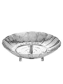 1入摺疊式蒸籠,不銹鋼可折疊式蒸架,烹飪配件,廚房工具,廚房用具,家用廚房器具 - 銀色 - 查看 7