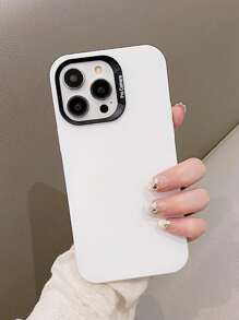 大孔双色二合一保护镜相机硅胶触感纯色手机壳，兼容 iPhone 15、14、13、12、11、7、8、SE2020 X XR XSMAX PLUS PRO PROMAX 防尘防指纹圣诞礼物，送给朋友或自己 - 白色 - 查看 2