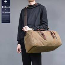 Travel Bag Men Canvas Leather Weekender Men Large Unisex Vintage Sports Bag Duffle Bag Hand Luggage For Women & Men - Brown - View 7
