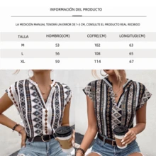Blusas Para Dama Scote En V Con Estampa Geométrica Para - Blanco - Ver 5