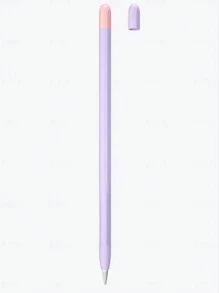 Color-Blocked Silicone Pen Sleeve Compatible With Apple Pencil 1/2 Gen Capacitive Pen Protection - Purple - View 4