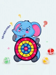 1套卡通彈性球吸盤飛鏢牆掛靶標球玩具，適用於室內和室外玩樂、學校、學生、文具、學校用品 - 藍色 - 查看 2