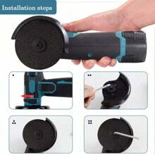 12v Lithium Electric Angle Grinder, Handheld Cutting Machine, Polishing Machine With Saw Blade Woodworking Tool Kit - Blue - View 3