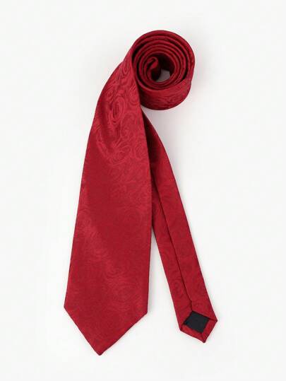 1pc Men's Wedding Red Rose Printed Necktie Casual Valentine's Day ValentinesMen Necktie