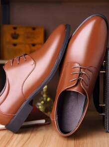 Zapatos Formales para Hombre Oxford de Vestir,Zapatos de Vestir Casuales para Hombre Oxfords Formales,Zapato Clásico para Hombre con Cordones en Acabado Piel,Negro/Marrón - Marrón - Ver 4