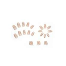 24片鑲鑽美甲套裝,純真少女風格,顯白冰透,附帶果凍膠和搓條各一片 - 彩色 - 查看 3