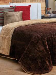 Home Elephant Cobertor Con Borrega Matrimonial Café Doble Vista Chocolate - Café integral - Ver 2