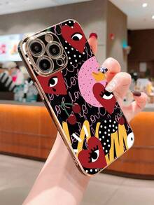 1 Vỏ Điện Thoại Mạ Điện Màu Đen Đơn Giản, Trái Tim, Trái Tim, Mắt & Anh Đào Tương Thích Với IPhone 15/14/13/12/11 - Nhiều màu - Xem 2