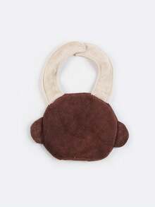 1 babero para bebé con estampado de mono de dibujos animados, hecho de poliéster, adecuado para uso diario - Marrón - Ver 2