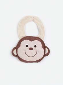1 babero para bebé con estampado de mono de dibujos animados, hecho de poliéster, adecuado para uso diario - Marrón - Ver 1