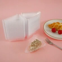 100 Piezas Cajas De Rebanadas De Pastel Reutilizables, Contenedor De Rebanadas De Cupcake Con Tapa, Apilable, Cuadrado Claro, Caja De Postre Individual Y Triangular, Caja De Almacenamiento De Sándwich Y Cheesecake Para Tarta Y Cupcakes - Estilo sándwich transparente - Ver 3