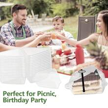 100 Piezas Cajas De Rebanadas De Pastel Reutilizables, Contenedor De Rebanadas De Cupcake Con Tapa, Apilable, Cuadrado Claro, Caja De Postre Individual Y Triangular, Caja De Almacenamiento De Sándwich Y Cheesecake Para Tarta Y Cupcakes - Estilo sándwich transparente - Ver 2