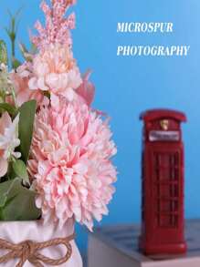 仿真花瓶插花，粉色人造盆栽，小型陶瓷花瓶仿真花卉，桌面装饰，室内家居办公皆宜，绣球花造型，适用于桌子、书架、卧室、客厅、派对等场所。 - 彩色 - 查看 5