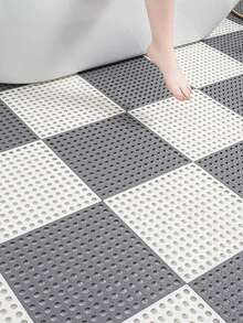 4pcs Bathroom Anti-Skid Mat Interlocking Floor Mats For Home, Toilet, Shower Room, Waterproof Bathroom Kitchen Decor - Gray - View 5