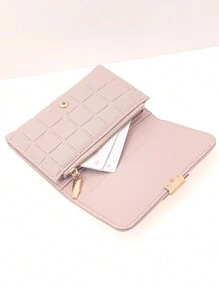 MINGYOU 小巧时尚的派对绿性感优雅女士长款拉链钱包，按扣闭合，多功能大容量卡包，甜美可爱年轻时尚简约易携带亮粉色女士手拿包 - 粉色 - 查看 5