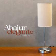 Bedside Table Lamp With Brushed Aluminum Base And Cotton Fabric Bivolt - 米色 - 查看 4
