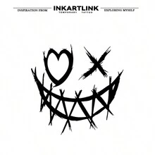 Inkartlink 8*8公分1入組草本水果汁暫時性紋身貼紙,神奇紋身,15天紋身,逼真假紋身,可持續1-2週,in-e346