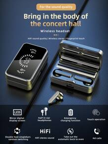 S20 Wireless Earbuds, TWS-True Wireless Stereo Headphones, Built-in Microphone Voice Call, One-touch Control, Immersive Premium Sound Long Distance Connection Headset, Super Capacity Charging Case with Digital Display, Pink - Pink - View 2