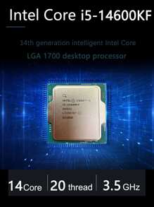 Intel Core i5-14600KF i5 14600KF 3.5GHz 14-Core 20-Thread CPU Processor L3=24M 125W LGA 1700 no fan desktop processor cpu computer component pc gaming - White - View 1