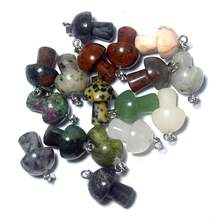 隨機顏色天然l石材質小蘑菇吊墜,適用於製作首飾項鍊手鍊等 - 彩色 - 查看 2