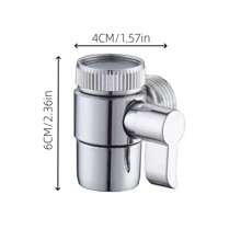 1個鋅合金水龍頭分水器外螺紋閥分流器,配關閉閥用於淋浴龍頭 - 銀色 - 查看 4