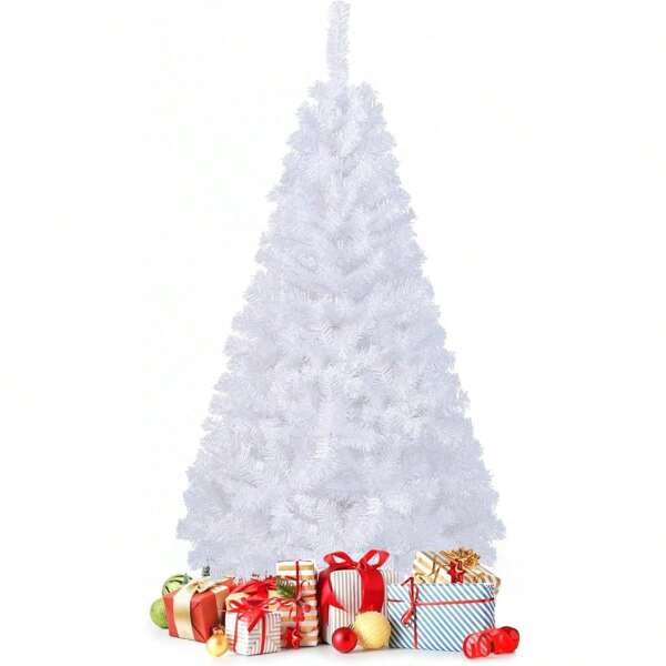 150/180/210/240cm weißer Weihnachtsbaum, festliche Weihnachtsdekoration für Zuhause, weißer Tannenbaum mit Metallständer, Weihnachtsdekoration für Innen (Weiß, 150cm), Halloween, Halloween Dekoration