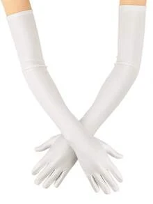 1 对女士 20 世纪 80 年代单身派对复古晚礼服长手套，适合赛马节、圣诞节、威尼斯狂欢节、夜总会、20 年代复古配饰套装，适合主题派对、角色扮演、婚礼 - 米色 - 查看 7