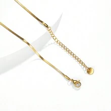 VOLUKA 女士高光澤不鏽鋼項鍊,精緻的魚骨紋頸圈項鍊,纖細的粗蛇鏈項鍊珠寶(18英寸+2英寸延長鍊)