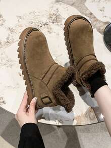Của phụ nữ Đúng mốt Ngắn Bốt Tuyết , Hàng mới đến , Ngắn Ống , Dày lên Sang trọng Lót , Đế mềm , Thoải mái Giày dép - Màu Khaki - Xem 5