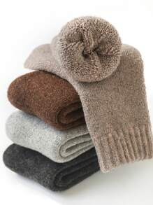 4 Pares De Calcetines De Invierno Para Niños Con Lana Engrosada Y Forro Polar, Adecuados Para Uso Diario Y En El Hogar