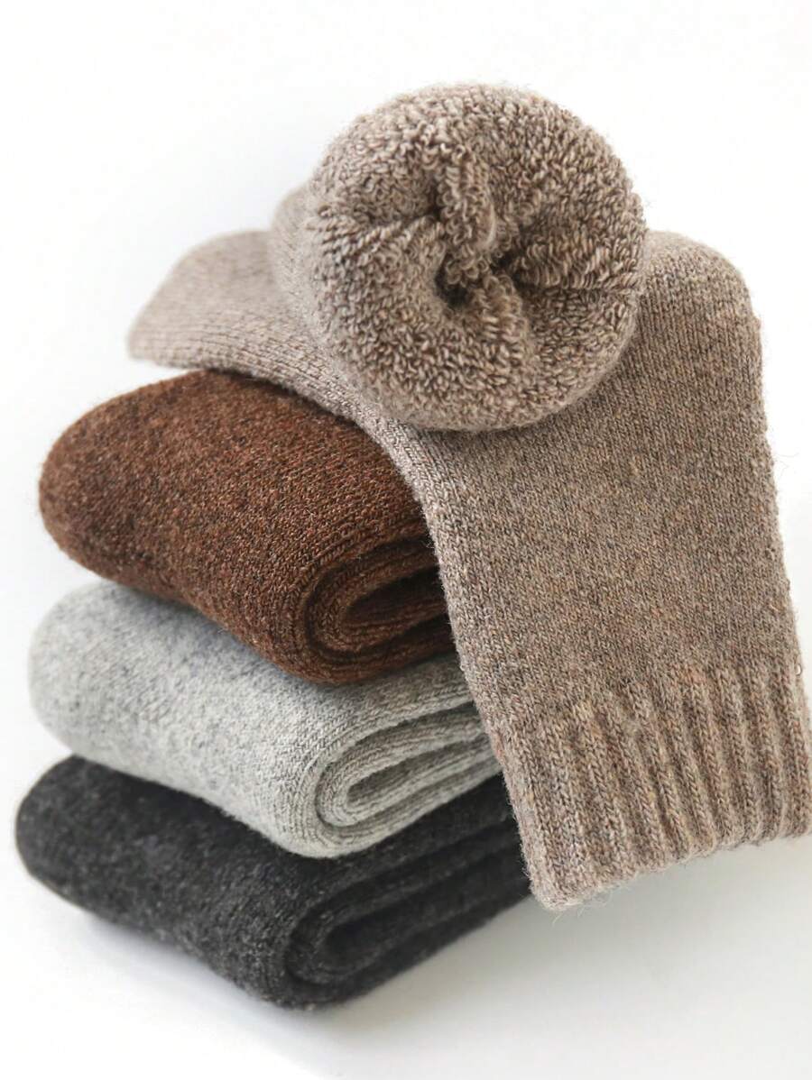 4 Pares De Calcetines De Invierno Para Niños Con Lana Engrosada Y Forro Polar, Adecuados Para Uso Diario Y En El Hogar