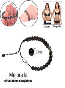 Hematite Steel Stone Bracelet With Adjustable Buddha Head 1pc. - 黑色 - 查看 1