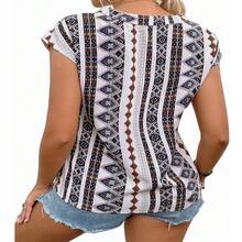 Blusas Para Dama Scote En V Con Estampa Geométrica Para - Blanco - Ver 4