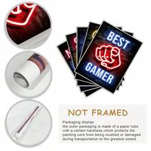 Set de 5 pinturas de pared de póster de estilo neón de videojuegos, decoración de arte moderno para sala de juegos, impresiones en lienzo sin marco, arte de pared en lienzo, pósteres para habitación, artículos de decoración de habitación, decoración del hogar, decoración estética de habitación, decoración occidental, decoración para baño, sala de estar, dormitorio, oficina