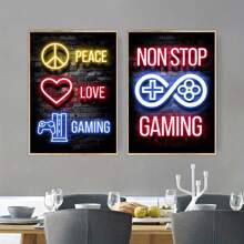 Set de 5 pinturas de pared de póster de estilo neón de videojuegos, decoración de arte moderno para sala de juegos, impresiones en lienzo sin marco, arte de pared en lienzo, pósteres para habitación, artículos de decoración de habitación, decoración del hogar, decoración estética de habitación, decoración occidental, decoración para baño, sala de estar, dormitorio, oficina