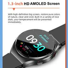 1pc GUHUAVMI 2023 New Health and Fitness Smart Watch 1.3 inch HD color screen Men's Smart Watch E09 Wireless Call Blood Pressure and Temperature Monitoring Smart Watch Music Control Multiple Sports Modes Smart Watch Suitable for Android IOS Watch Main Functions: Breathing Training, Dialing, Stopwatch, Brightness Adjustment, Multiple Sports Modes, Sleep Tracking, Heart Rate Monitoring, Blood Glucose Detection, Application Notification, Remote Music Control, Remote Camera Control, Weather, Find my phone (requires connection to the phone), Wireless calls, password protection, calculator, quick tools, weather, my QR code, recent taskbar, 156 exercise algorithms, blood oxygen saturation monitoring. Packing list: smartwatch * 1 USB wireless charging cable * 1 user manual * 1 original retail box * 1 - silver steel - View 6