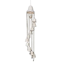 Mensageiro Sino dos Ventos Ceramica Medio Sininhos e Passarinho Decoração Varanda Casa - Branco - Visão 1
