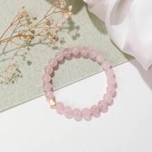 1件女士治療手環，焦慮寶石珠寶治療石粉晶手鍊，減壓瑜珈手珠，七輪手鍊，女性禮物