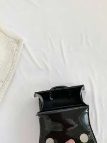 新款串珠链条迷你斜挎包，优雅设计女士小方形手提包 - 黑色 - 查看 4