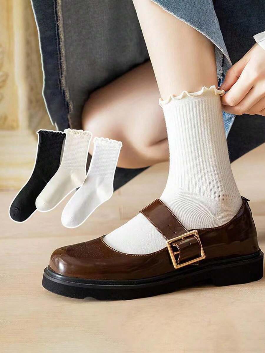 3 Dệt kim Vớ , Giải trí Phong cách , Bong bóng Vớ , Giữa bắp chân Chiều dài - Nhiều màu - Xem 1