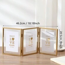 1pc Black Foldable Metal Tri-Fold Picture Frame Creative Multi-Frame Decoration For 4 Inch/6inch/7inch Photos Gifts Birthday Graduation