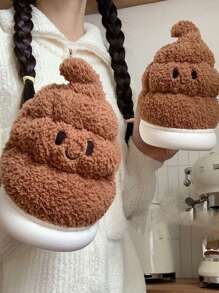 Creative Funny Slippers For Winter, Men And Women's Warm Home Soft Bottom Plush Slippers, Comfortable Couples Fluffy Flat Shoes - Brown - View 4