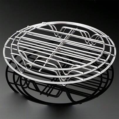 1pc Stainless Steel Circular Cooking Rack - Perfect For Air Fryers, Soup Pans, Cake Plates & Ovens! Seafood Boil